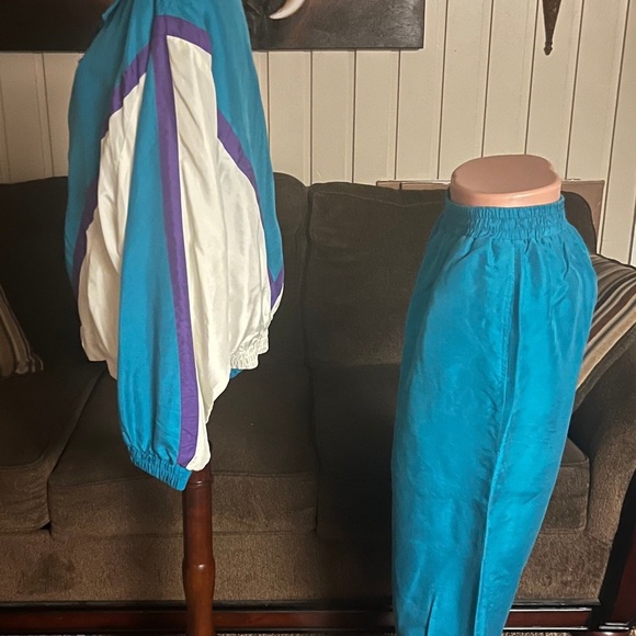 Naked Silk • Large • Turquoise/White • Silk • Jacket & Pants Set • Tracksuit - Picture 16 of 16